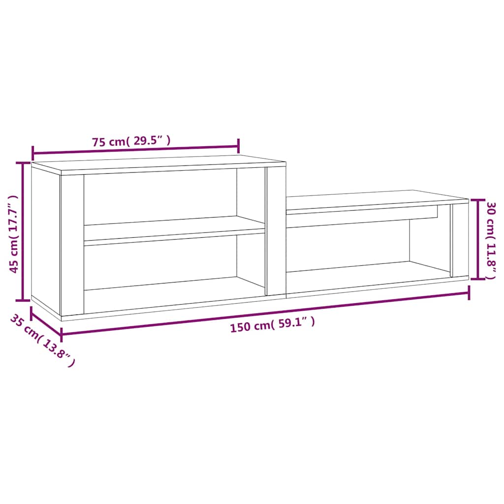 Shoe Cabinet Smoked Oak 150x35x45 cm Engineered Wood
