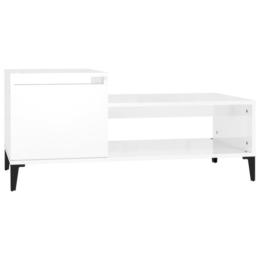 Coffee Table High Gloss White 100x50x45 cm Engineered Wood Coffee Table High Gloss White 100x50x45 cm Engineered Wood