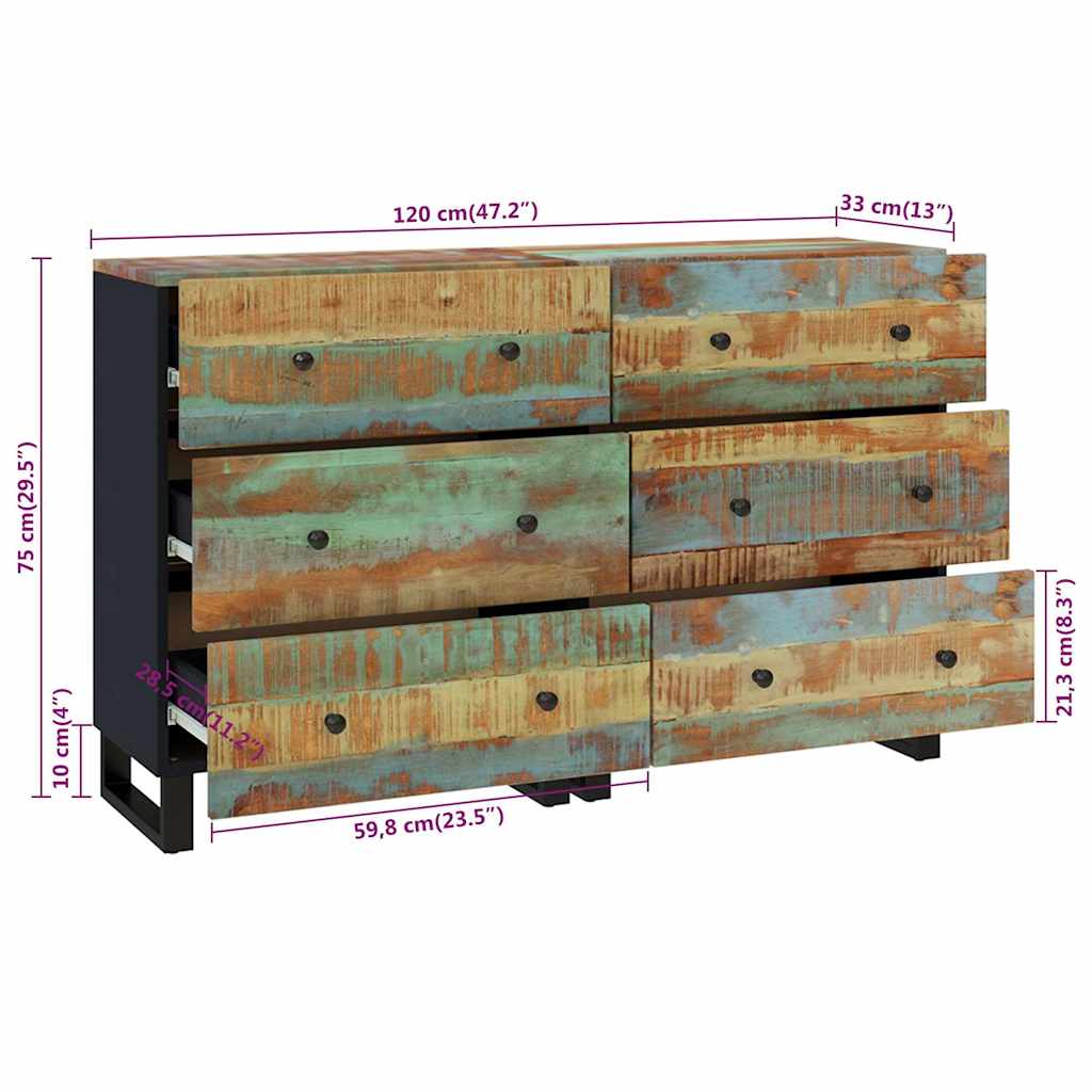 Sideboards 2 pcs 60x33x75 cm Solid Wood Reclaimed