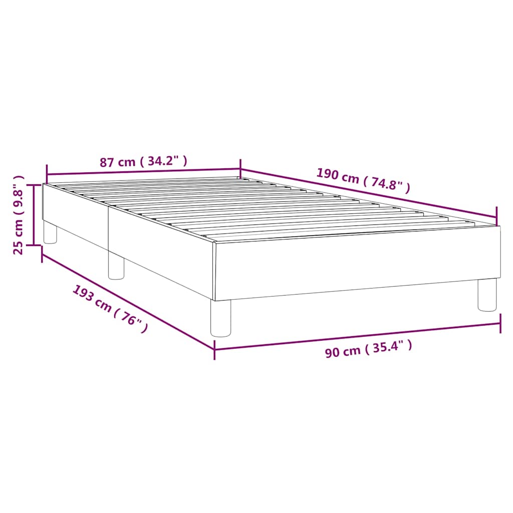 Box Spring Bed Frame Black Single Faux Leather