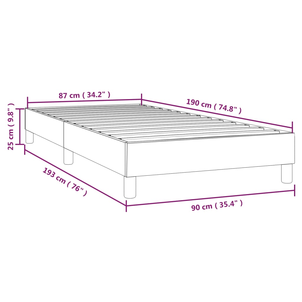 Box Spring Bed Frame Light Grey Single Velvet (UK/IE/FI/NO only)