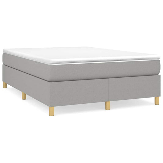 Box Spring Bed Frame Light Grey Double Fabric Box Spring Bed Frame Light Grey Double Fabric