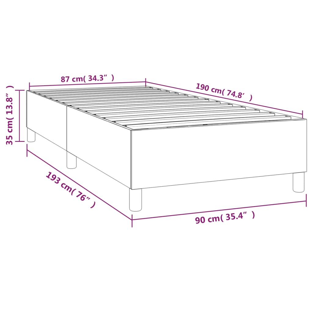 Box Spring Bed Frame Dark Grey Single Velvet