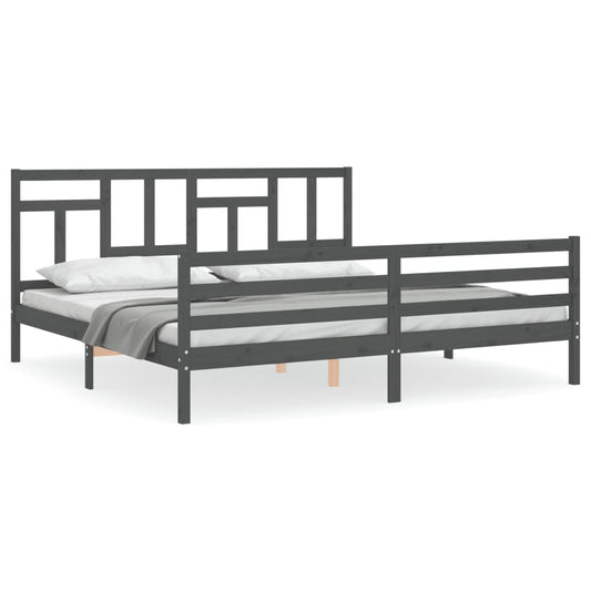 Bed Frame without Mattress Grey 200x200 cm Solid Wood Bed Frame without Mattress Grey 200x200 cm Solid Wood
