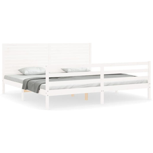 Bed Frame without Mattress White 200x200 cm Solid Wood Bed Frame without Mattress White 200x200 cm Solid Wood