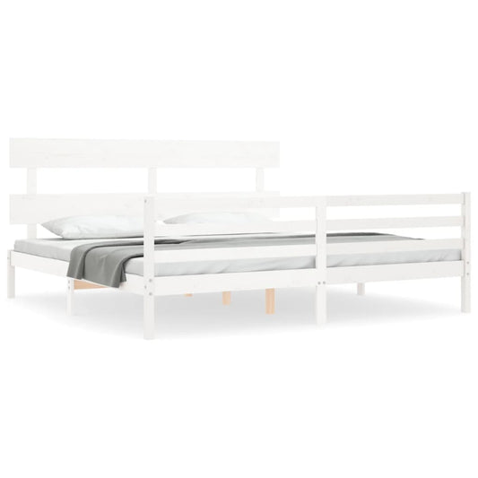 Bed Frame without Mattress White 200x200 cm Solid Wood Bed Frame without Mattress White 200x200 cm Solid Wood