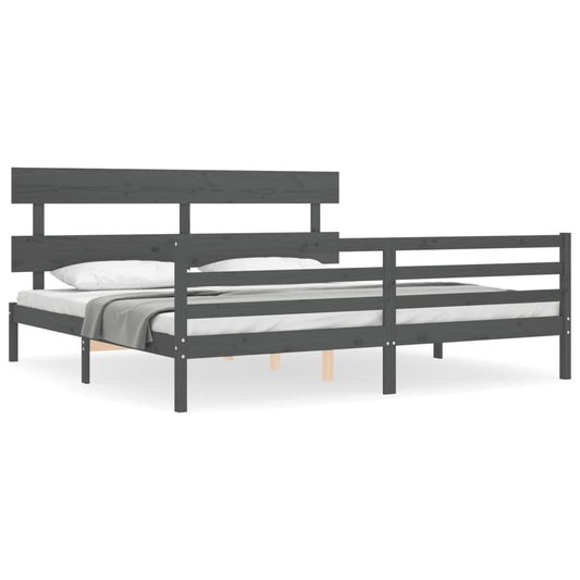 Bed Frame without Mattress Grey 200x200 cm Solid Wood Bed Frame without Mattress Grey 200x200 cm Solid Wood