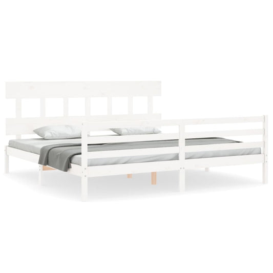 Bed Frame without Mattress White 200x200 cm Solid Wood Bed Frame without Mattress White 200x200 cm Solid Wood