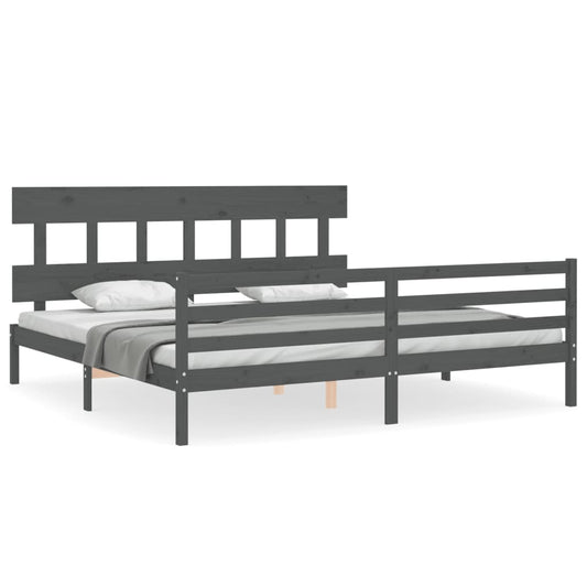 Bed Frame without Mattress Grey 200x200 cm Solid Wood Bed Frame without Mattress Grey 200x200 cm Solid Wood