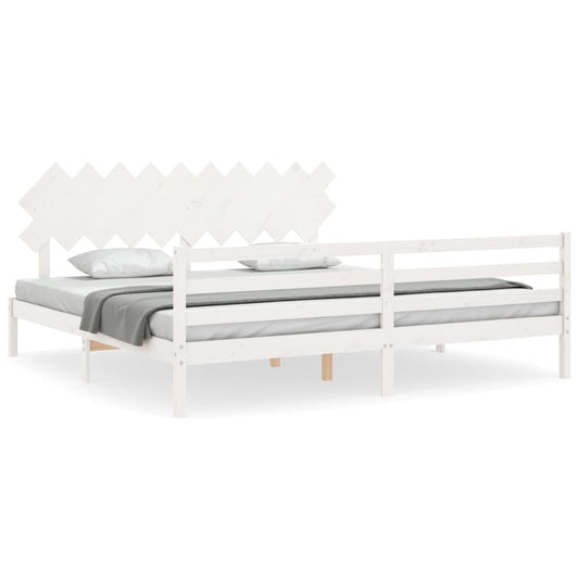 Bed Frame without Mattress White 200x200 cm Solid Wood Bed Frame without Mattress White 200x200 cm Solid Wood