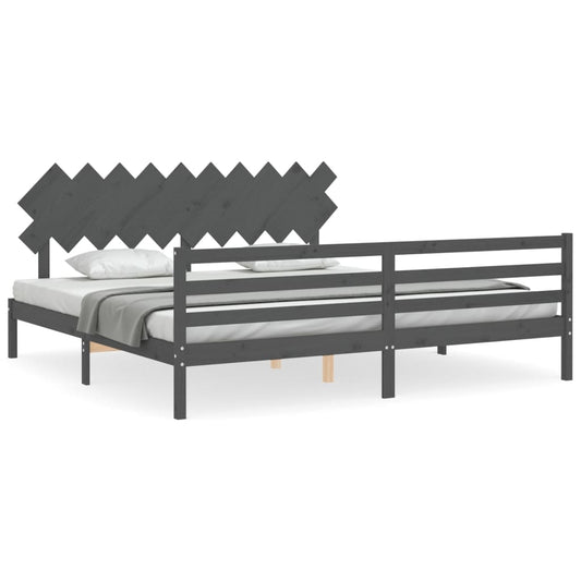 Bed Frame without Mattress Grey 200x200 cm Solid Wood Bed Frame without Mattress Grey 200x200 cm Solid Wood