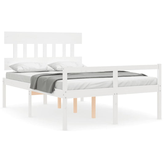 Senior Bed without Mattress White Small Double Solid Wood Senior Bed without Mattress White Small Double Solid Wood