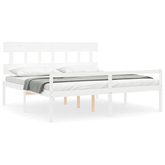 Senior Bed without Mattress White 200x200 cm Solid Wood Senior Bed without Mattress White 200x200 cm Solid Wood