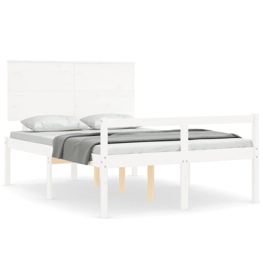 Senior Bed without Mattress White Small Double Solid Wood Senior Bed without Mattress White Small Double Solid Wood