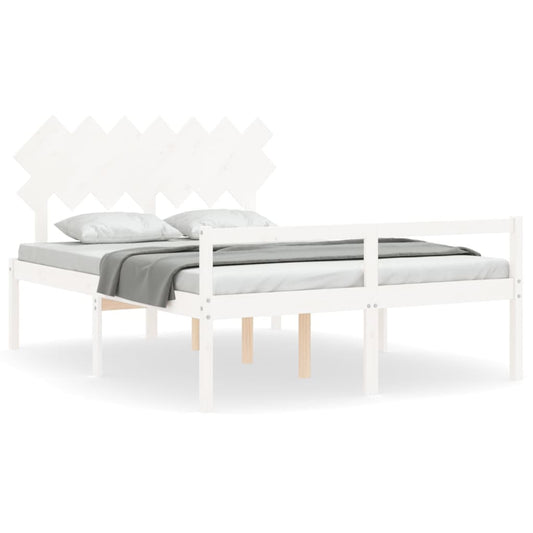 Senior Bed without Mattress White 140x190 cm Solid Wood Senior Bed without Mattress White 140x190 cm Solid Wood