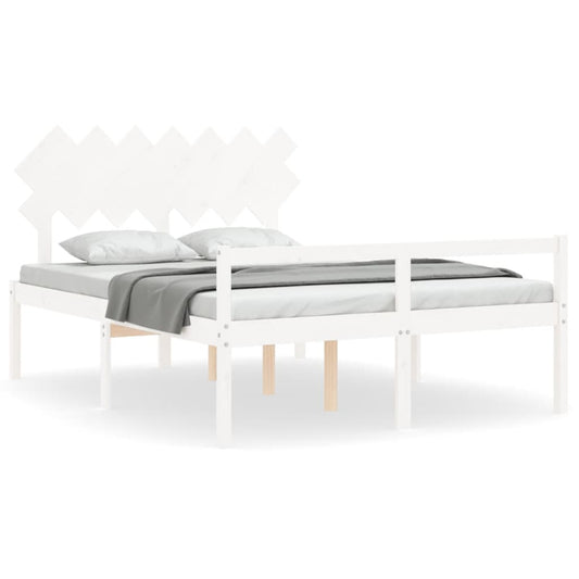 Senior Bed without Mattress White 140x200 cm Solid Wood Senior Bed without Mattress White 140x200 cm Solid Wood