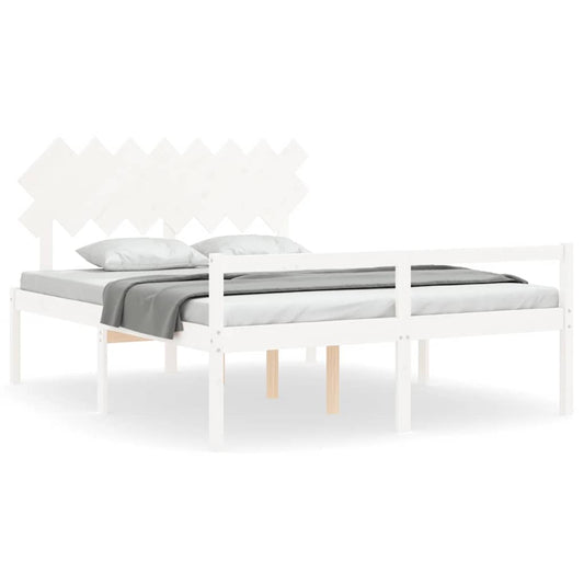 Senior Bed without Mattress White 160x200 cm Solid Wood Senior Bed without Mattress White 160x200 cm Solid Wood