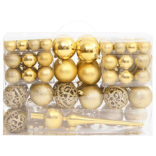 111 Piece Christmas Bauble Set Gold Polystyrene 111 Piece Christmas Bauble Set Gold Polystyrene