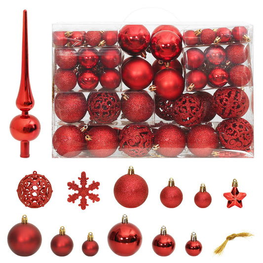 111 Piece Christmas Bauble Set Red Polystyrene 111 Piece Christmas Bauble Set Red Polystyrene