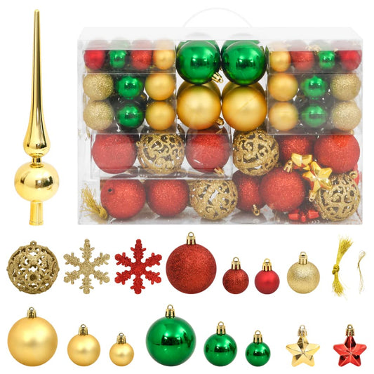 112 Piece Christmas Bauble Set Red / Green / Gold Polystyrene 112 Piece Christmas Bauble Set Red / Green / Gold Polystyrene