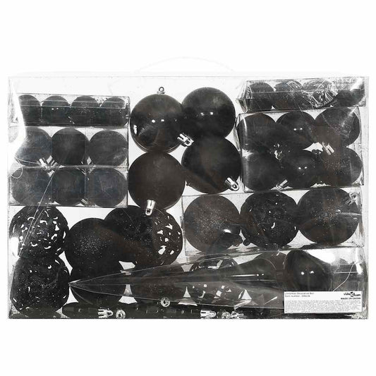 111 Piece Christmas Bauble Set Black Polystyrene 111 Piece Christmas Bauble Set Black Polystyrene
