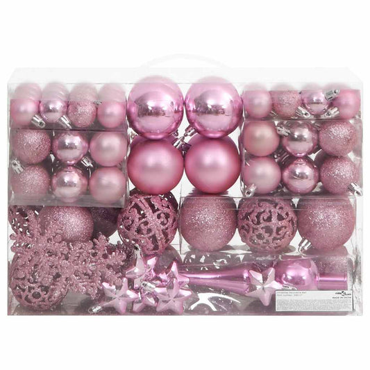 111 Piece Christmas Bauble Set Pink Polystyrene 111 Piece Christmas Bauble Set Pink Polystyrene