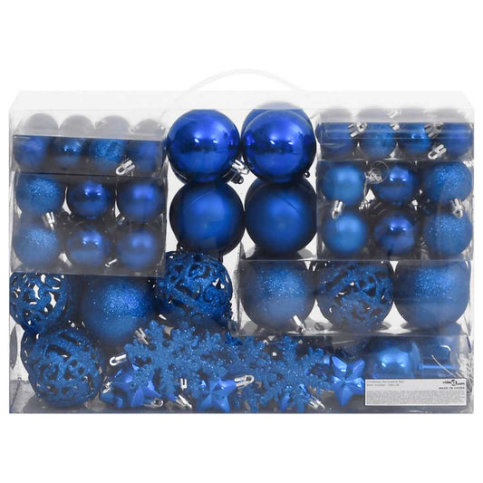 111 Piece Christmas Bauble Set Blue Polystyrene 111 Piece Christmas Bauble Set Blue Polystyrene
