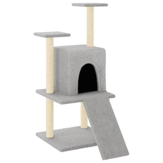 Cat Tree with Sisal Scratching Posts Light Grey 110 cm Cat Tree with Sisal Scratching Posts Light Grey 110 cm