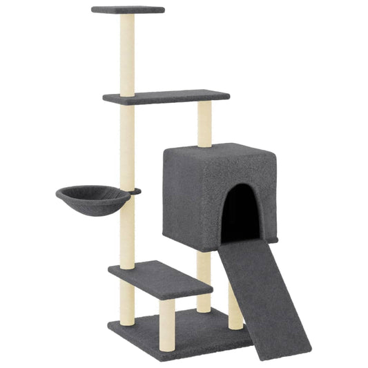 Cat Tree with Sisal Scratching Posts Dark Grey 130.5 cm Cat Tree with Sisal Scratching Posts Dark Grey 130.5 cm