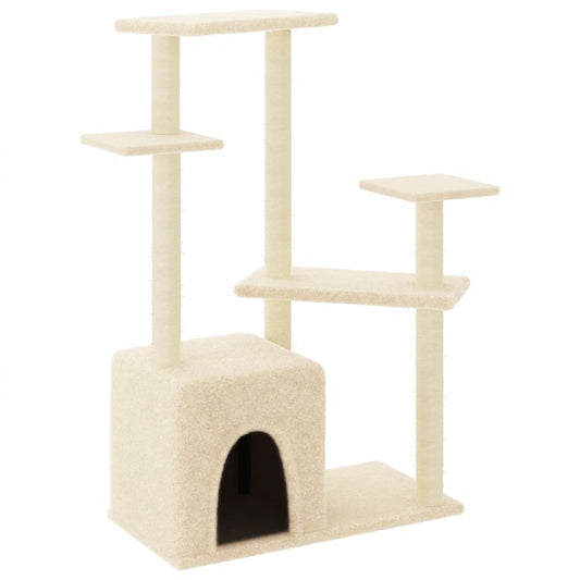 Cat Tree with Sisal Scratching Posts Cream 107.5 cm Cat Tree with Sisal Scratching Posts Cream 107.5 cm