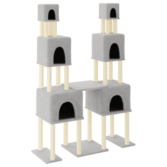 Cat Tree with Sisal Scratching Posts Light Grey 199 cm Cat Tree with Sisal Scratching Posts Light Grey 199 cm