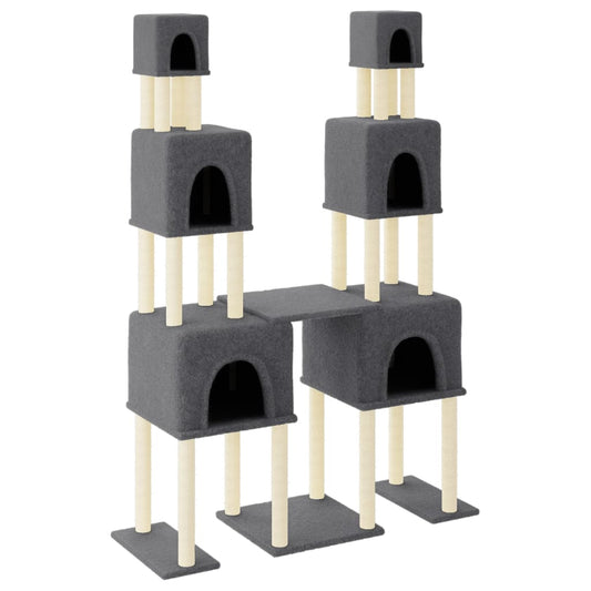 Cat Tree with Sisal Scratching Posts Dark Grey 199 cm Cat Tree with Sisal Scratching Posts Dark Grey 199 cm