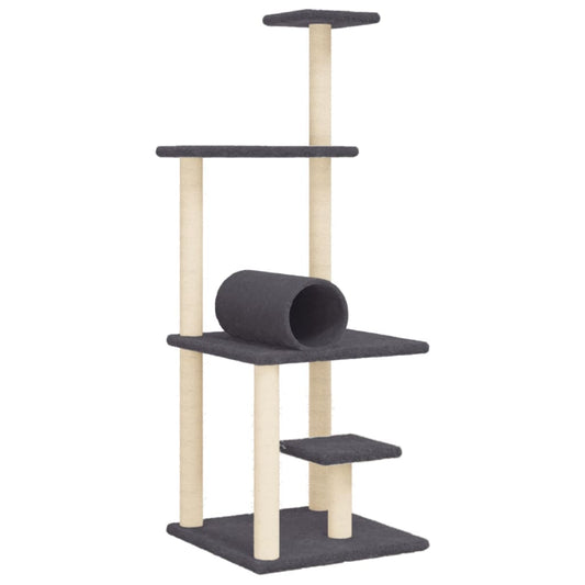 Cat Tree with Sisal Scratching Posts Dark Grey 136 cm Cat Tree with Sisal Scratching Posts Dark Grey 136 cm