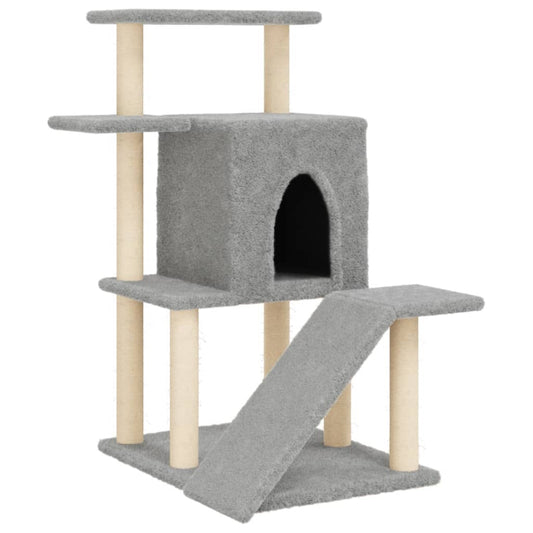 Cat Tree with Sisal Scratching Posts Light Grey 97 cm Cat Tree with Sisal Scratching Posts Light Grey 97 cm