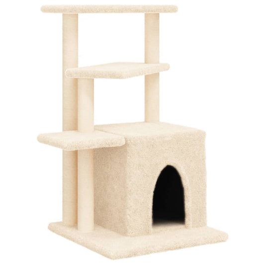 Cat Tree with Sisal Scratching Posts Cream 83.5 cm Cat Tree with Sisal Scratching Posts Cream 83.5 cm