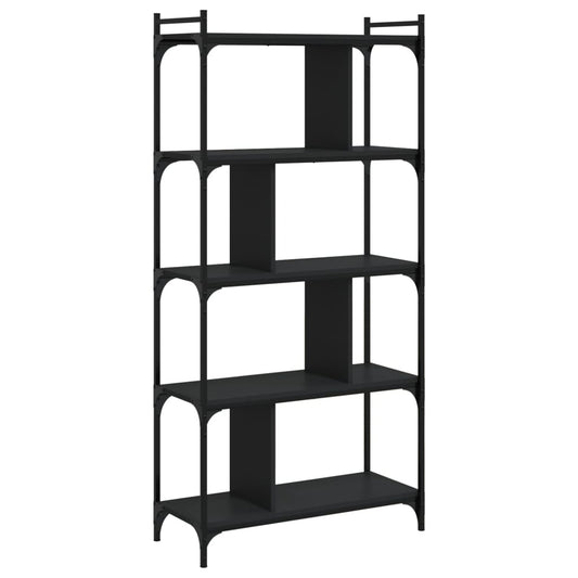 Bookcase 5-Tier Black 76x32x158 cm Engineered Wood Bookcase 5-Tier Black 76x32x158 cm Engineered Wood