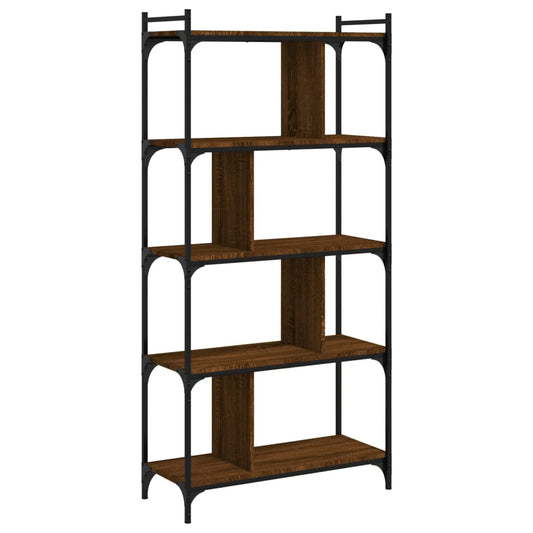 Bookcase 5-Tier Brown Oak 76x32x158 cm Engineered Wood Bookcase 5-Tier Brown Oak 76x32x158 cm Engineered Wood