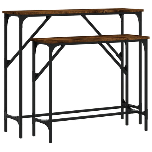 Console Tables 2 pcs Smoked Oak Engineered Wood Console Tables 2 pcs Smoked Oak Engineered Wood
