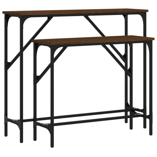 Console Tables 2 pcs Brown Oak Engineered Wood Console Tables 2 pcs Brown Oak Engineered Wood