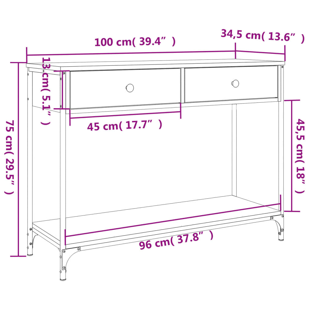 Console Table Sonoma Oak 100x34,5x75 cm Engineered Wood