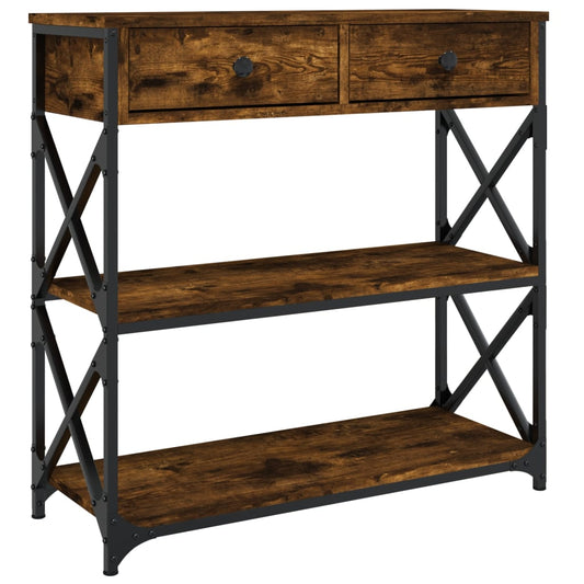 Console Table Smoked Oak 75x28x75 cm Engineered Wood Console Table Smoked Oak 75x28x75 cm Engineered Wood
