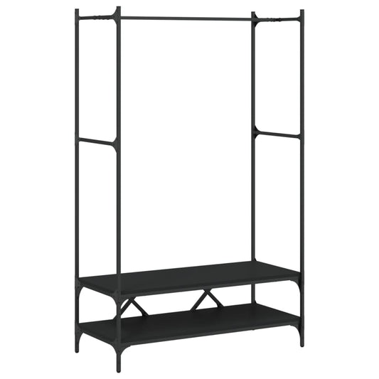 Clothes Rack with Shelves Black Engineered Wood Clothes Rack with Shelves Black Engineered Wood