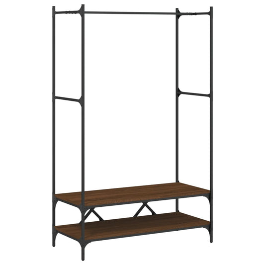 Clothes Rack with Shelves Brown Oak Engineered Wood Clothes Rack with Shelves Brown Oak Engineered Wood