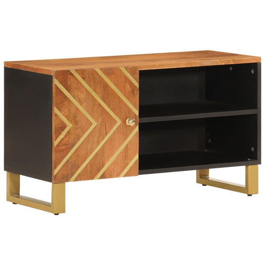 TV Cabinet Brown and Black 80x31.5x46 cm Solid Wood Mango TV Cabinet Brown and Black 80x31.5x46 cm Solid Wood Mango