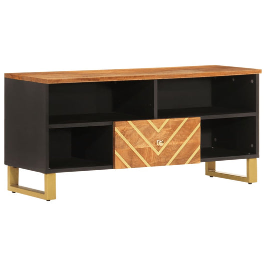 TV Cabinet Brown and Black 100x33.5x46 cm Solid Wood Mango TV Cabinet Brown and Black 100x33.5x46 cm Solid Wood Mango