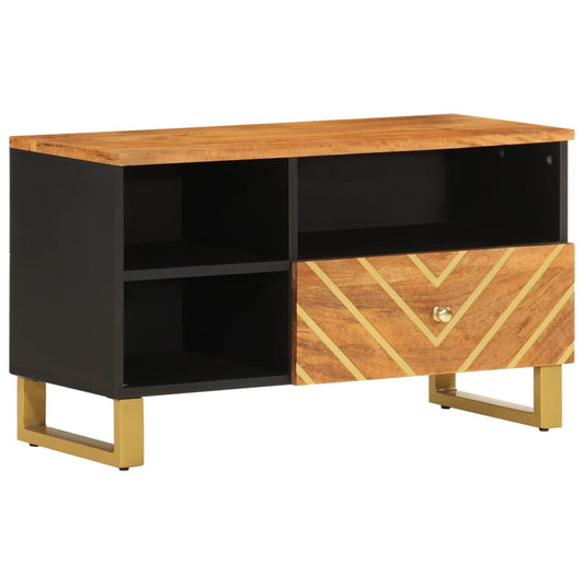 TV Cabinet Brown and Black 80x33.5x46 cm Solid Wood Mango TV Cabinet Brown and Black 80x33.5x46 cm Solid Wood Mango