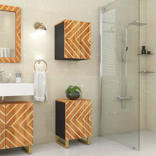 Bathroom Cabinet Brown and Black 38x33.5x58 cm Solid Wood Mango Bathroom Cabinet Brown and Black 38x33.5x58 cm Solid Wood Mango