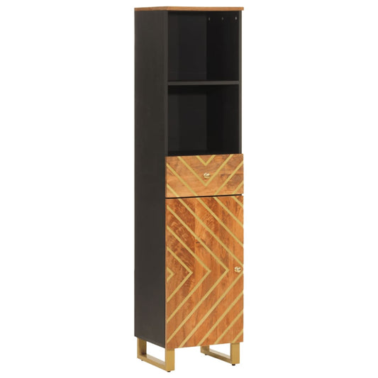 Bathroom Cabinet Brown and Black 38x33.5x160 cm Solid Wood Mango Bathroom Cabinet Brown and Black 38x33.5x160 cm Solid Wood Mango