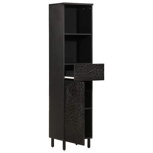 Bathroom Cabinet Black 38x33x160 cm Solid Wood Mango Bathroom Cabinet Black 38x33x160 cm Solid Wood Mango