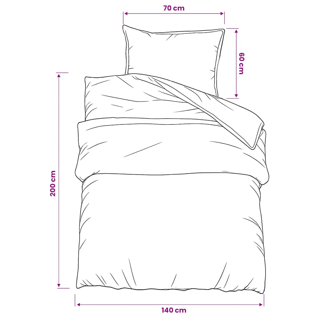 Duvet Cover Set Grey 140x200 cm Cotton
